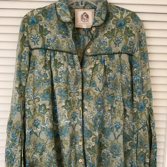 Chasing Unicorns Silk Blouse Green Small - Picture 3 of 4